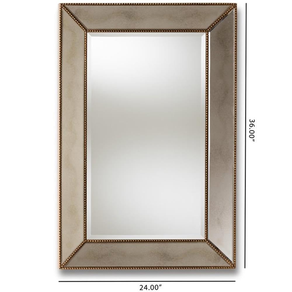 BOWERY HILL Gold Contemporary Wood Wall Mirror - Elegant Home Decor for Living Room, Bedroom & Entryway