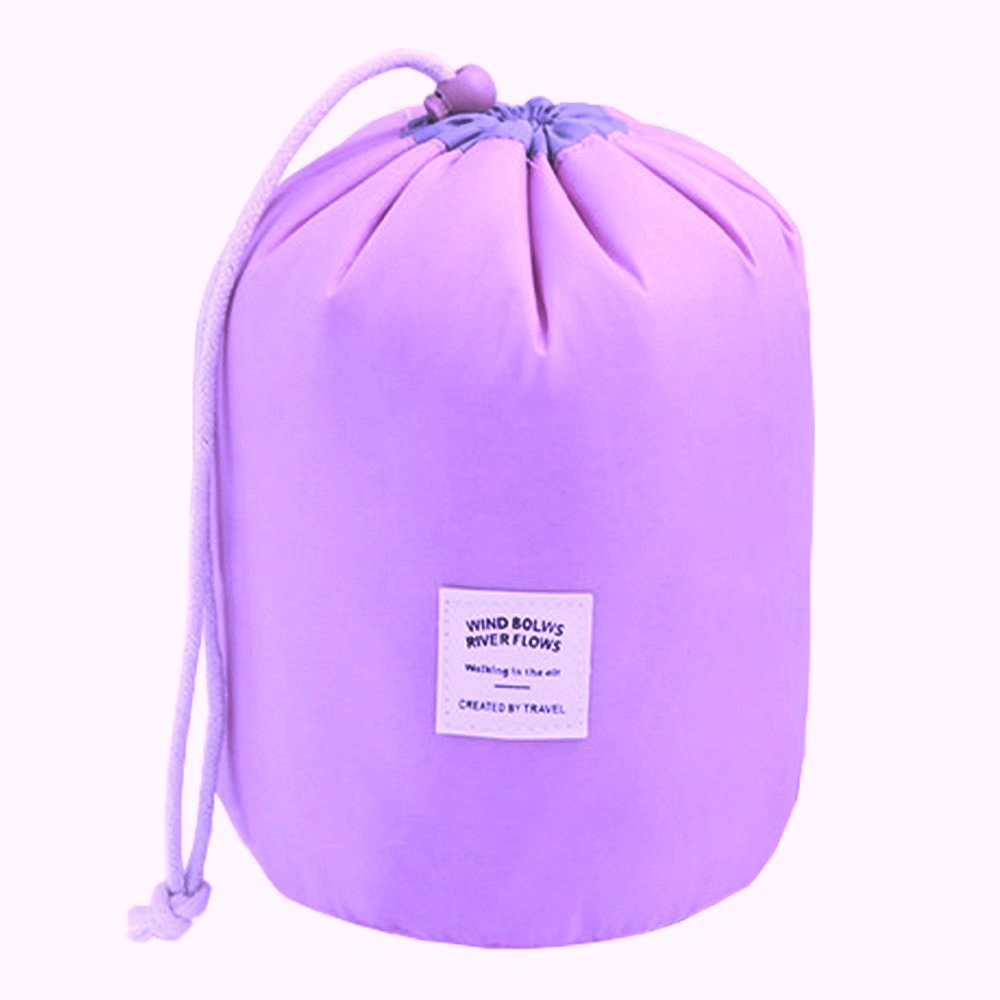 CONNECTWIDE PVC River Flows Cosmetic Organizer Pouch - Barrel Shaped Travel Makeup Bag for Women (Purple, 1 Piece) | Perfect for Toiletries, Travel Essentials & Beauty Storage