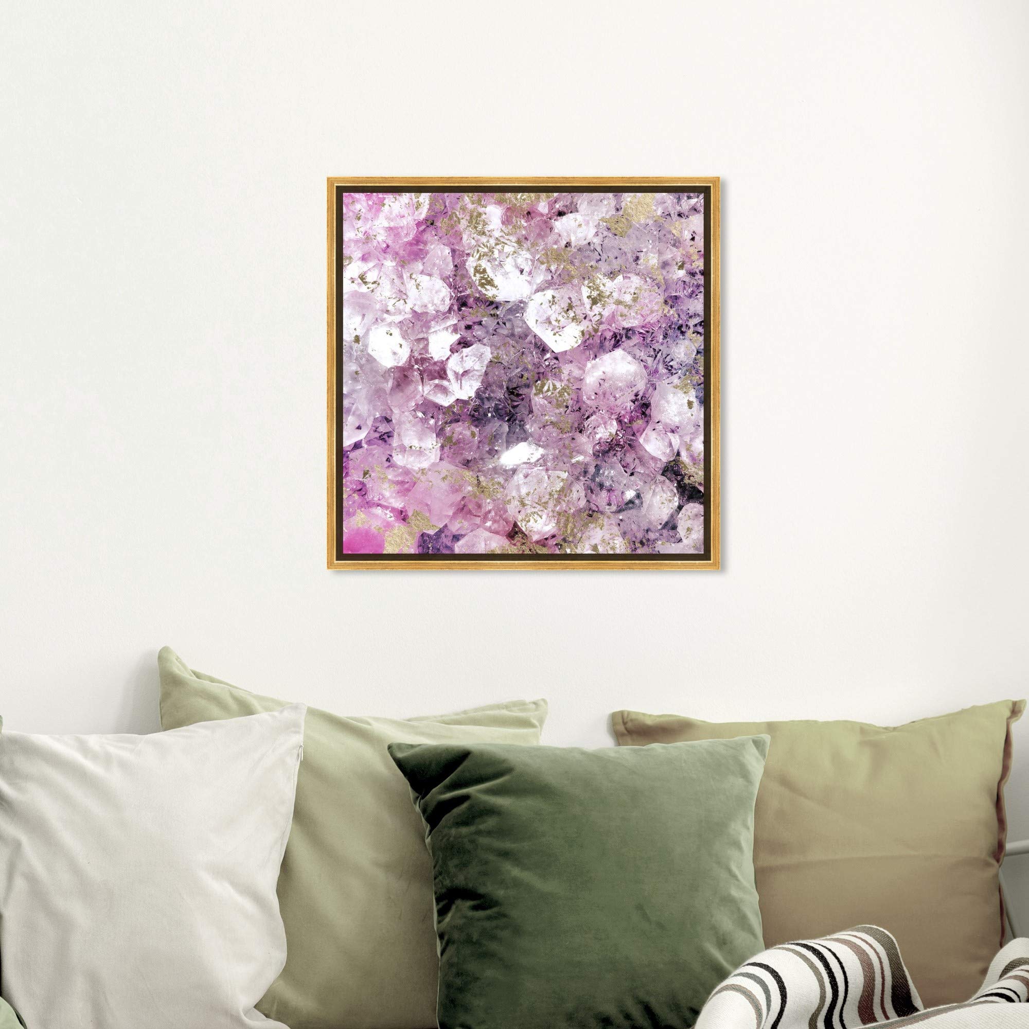 Oliver Gal Abstract Framed Wall Art - 20x20 Inch Purple & Gold Crystal Canvas Print for Romantic Home Décor | Perfect for Living Room, Bedroom & Office Decorations
