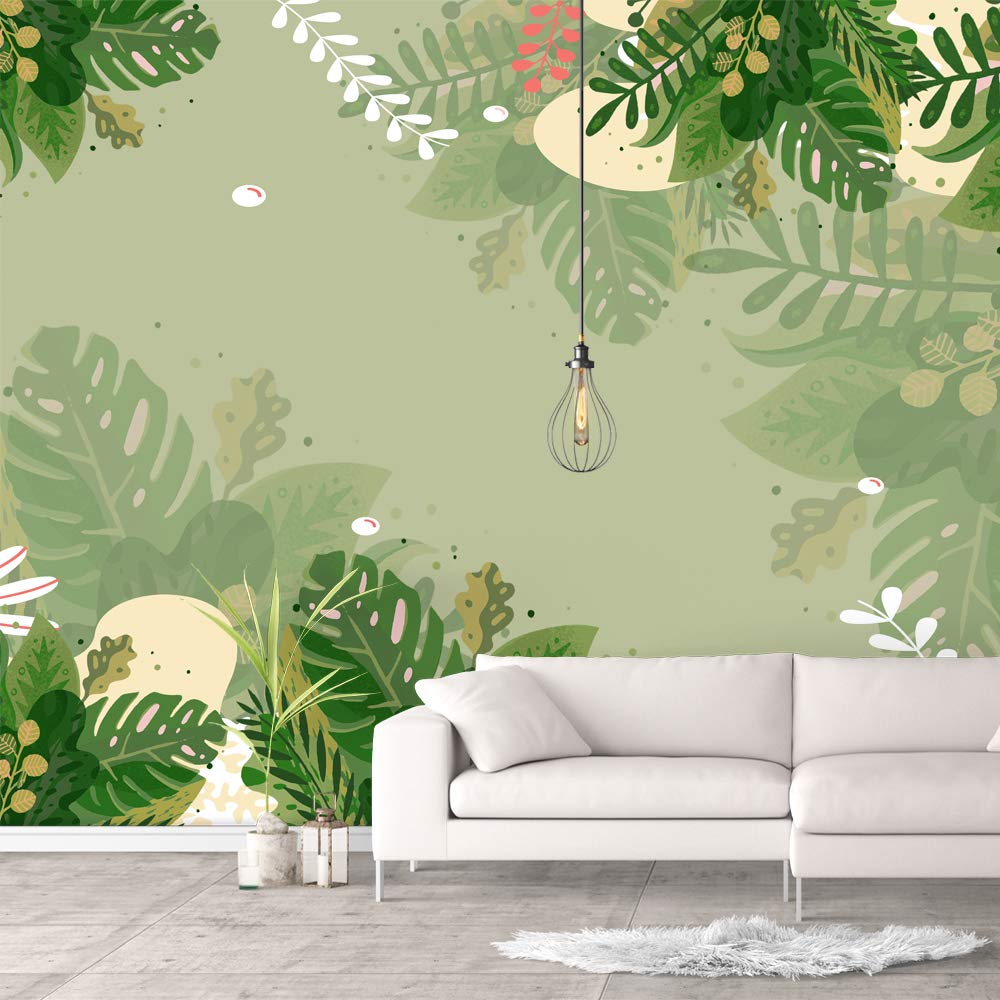 Green Plants & Animals Removable Wallpaper - Peel and Stick Wall Mural for Bedroom Decor (100x144 inches) - Perfect for Nursery, Kids Room, or Home Office Accent Wall
