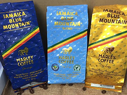 Premium Jamaican Blue Mountain Marley Coffee Gift Pack (3 Bags) - 100% Arabica, Whole Bean - Perfect for Coffee Lovers, Gourmet Gifts & Special Occasions