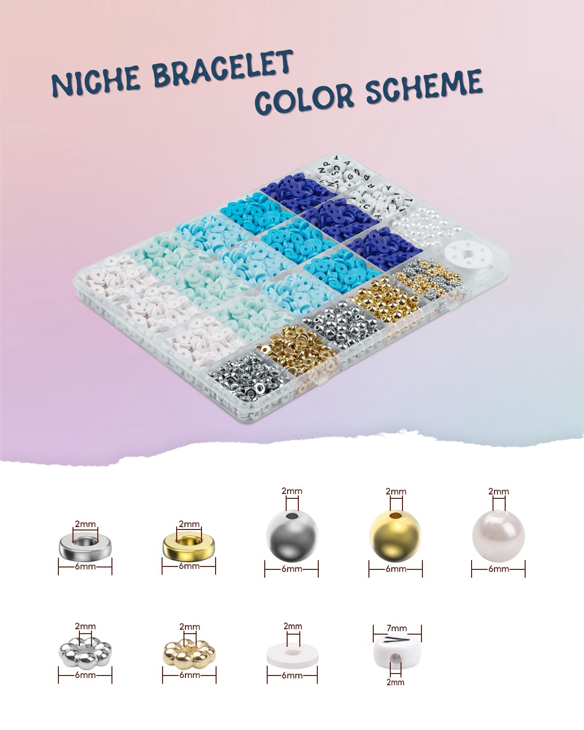 DIY Letter Beads Bracelet Making Kit - Clay & Golden Beads for Jewelry, Friendship Bracelets, Arts & Crafts - Perfect Birthday Gift for Women & Teens (Blue & White) | Great for Parties, Gifts & Creative Projects