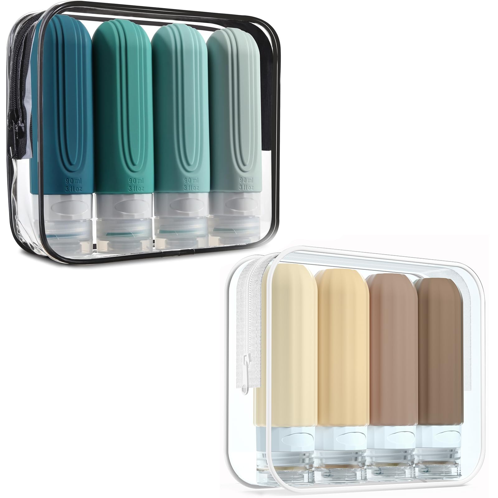 Mrsdry TSA Approved 3oz Travel Bottles - BPA Free Leak Proof Silicone Containers for Shampoo, Conditioner & Lotion | Refillable Squeezable Toiletry Bottles for Air Travel, Gym, Camping & Vacation Essentials