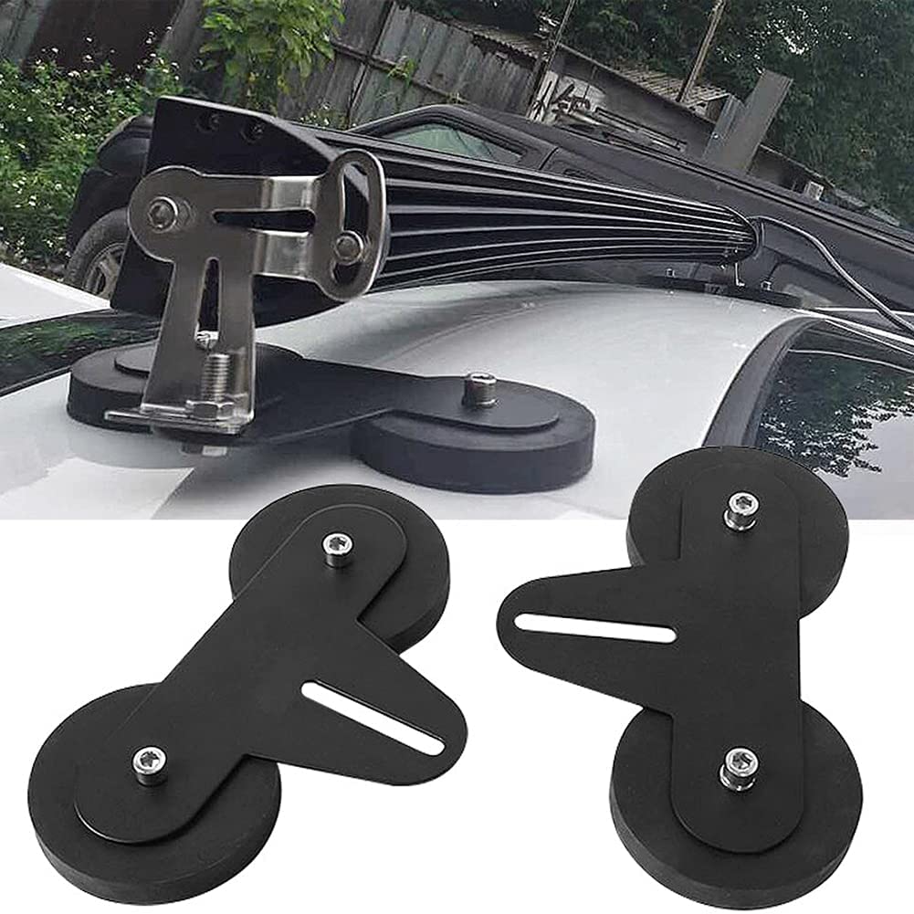 2PCS Universal Magnetic Mounting Brackets for LED Light Bars, Off-Road Driving Lights, Fog Lights & Work Lights - Heavy Duty Sucker Holder Magnet Base for Hood, Roof & Truck Mounting - Perfect for Off-Roading, Camping & Emergency Lighting