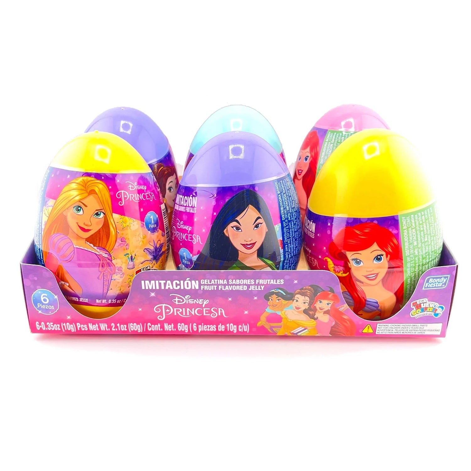 Bondy Mega Egg Princesas - 6 Count Box | Disney Princess Surprise Eggs for Kids | Perfect for Birthday Gifts, Easter Egg Hunts & Party Favors
