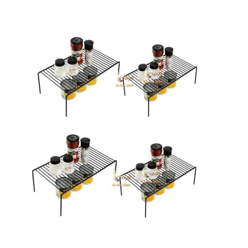 AB99 COLLECTION Stainless Steel Dish Rack & Kitchen Organizer - 4-Pack Multipurpose Storage Shelf for Plates, Utensils & Cabinets | Space-Saving Solution for Small Kitchens & Countertops