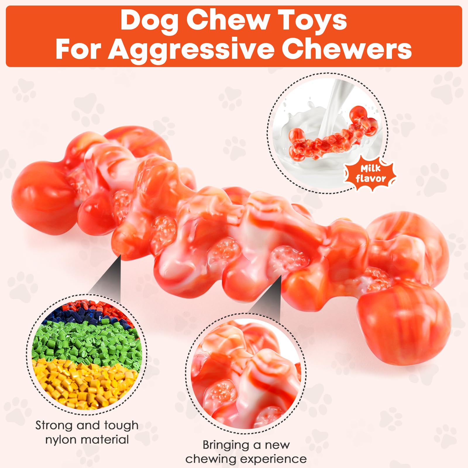 Durable Indestructible Dog Chew Toys for Aggressive Chewers - Tough Training & Teeth Cleaning Toys for Large Breed Dogs - Long-Lasting Busy Toy for Playtime, Crate Training & Anxiety Relief