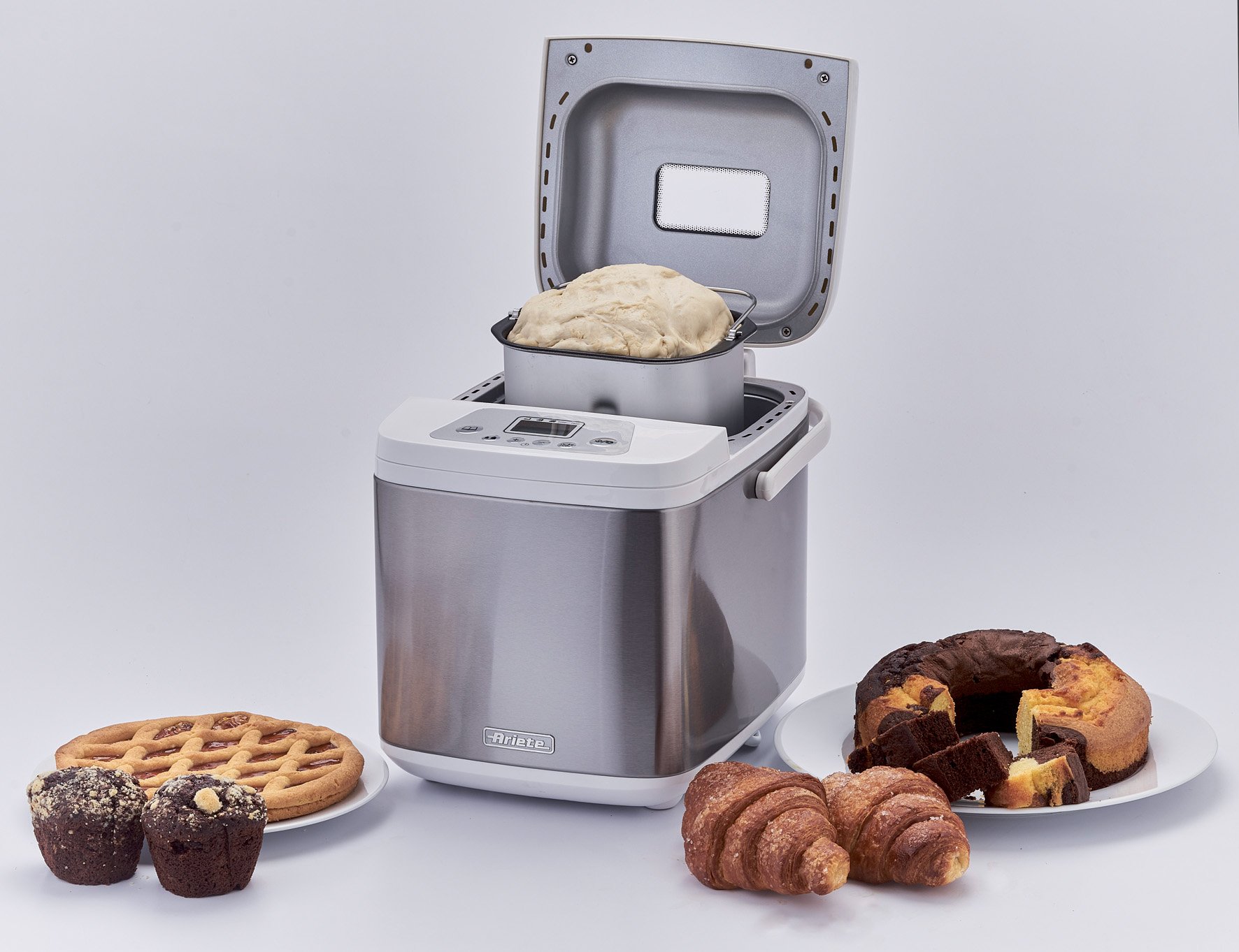 Ariete 132 Panexpress 750 Bread Maker Machine - 500W, LCD Display, 19 Programs, 3 Browning Levels, Silver - Perfect for Home Baking, Fresh Bread & Gluten-Free Recipes