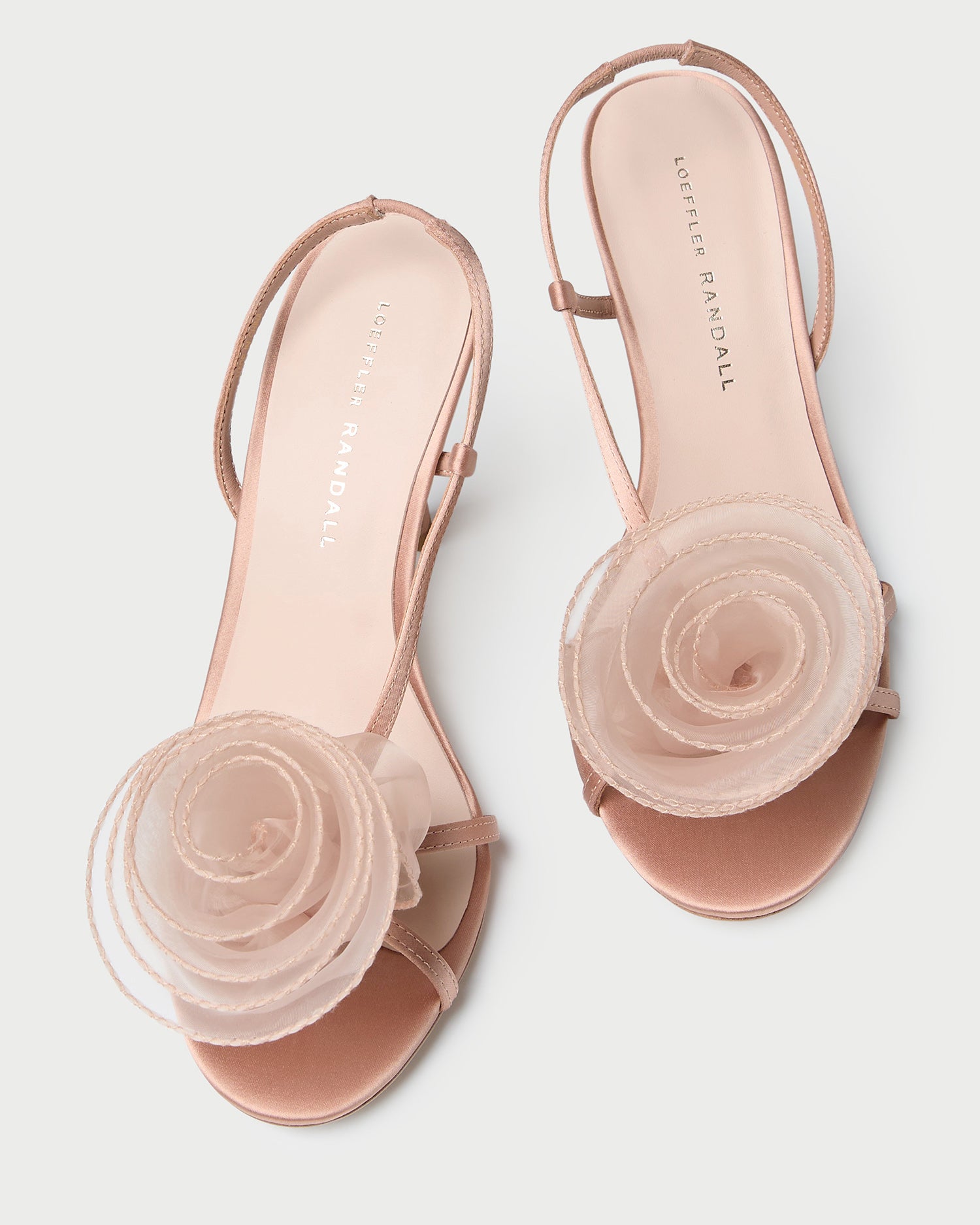 Steph Blush Organza Rose Sandal - Women's Elegant Wedding Shoes for Bride, Bridesmaid & Prom - Perfect for Beach Weddings, Formal Events & Special Occasions