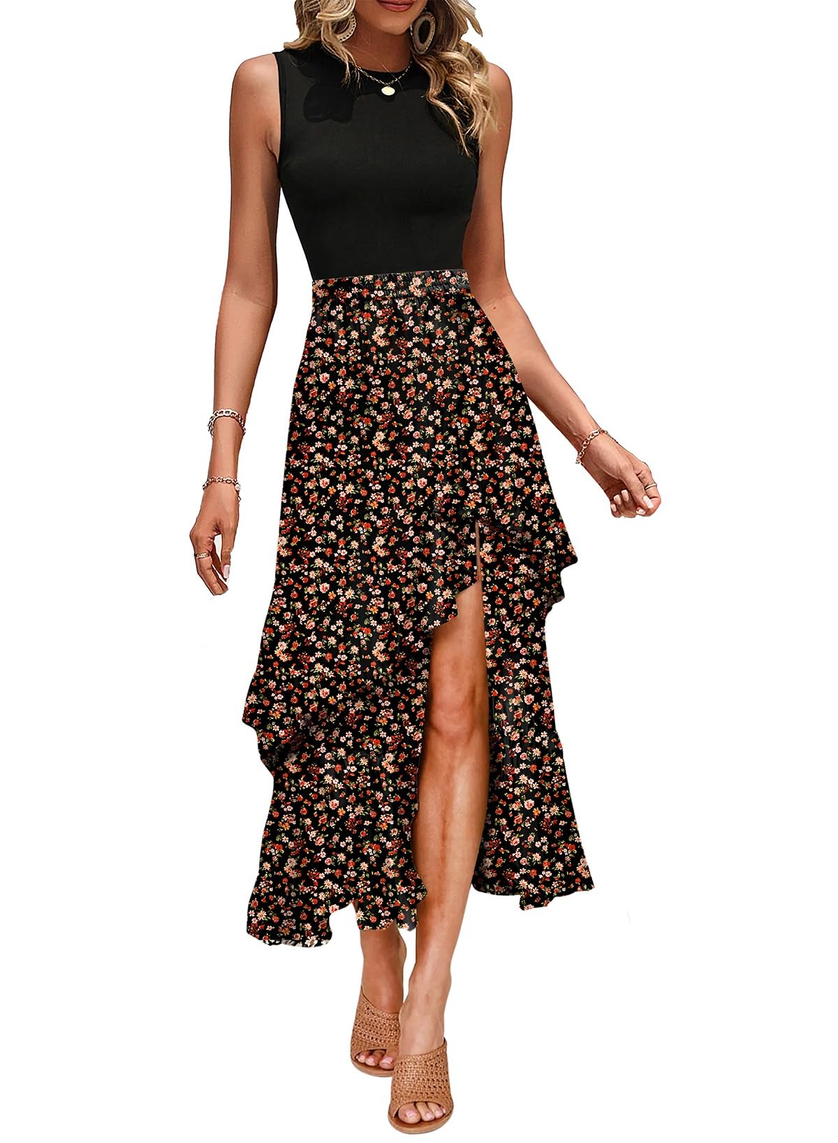 Dokotoo Women's 2025 Maxi Dress - Spaghetti Strap Boho Beach Dress, Flowy Long Summer Dress with Side Slit, Trendy Casual Dress for Spring & Summer | Perfect for Beach Vacations, Music Festivals and Date Nights
