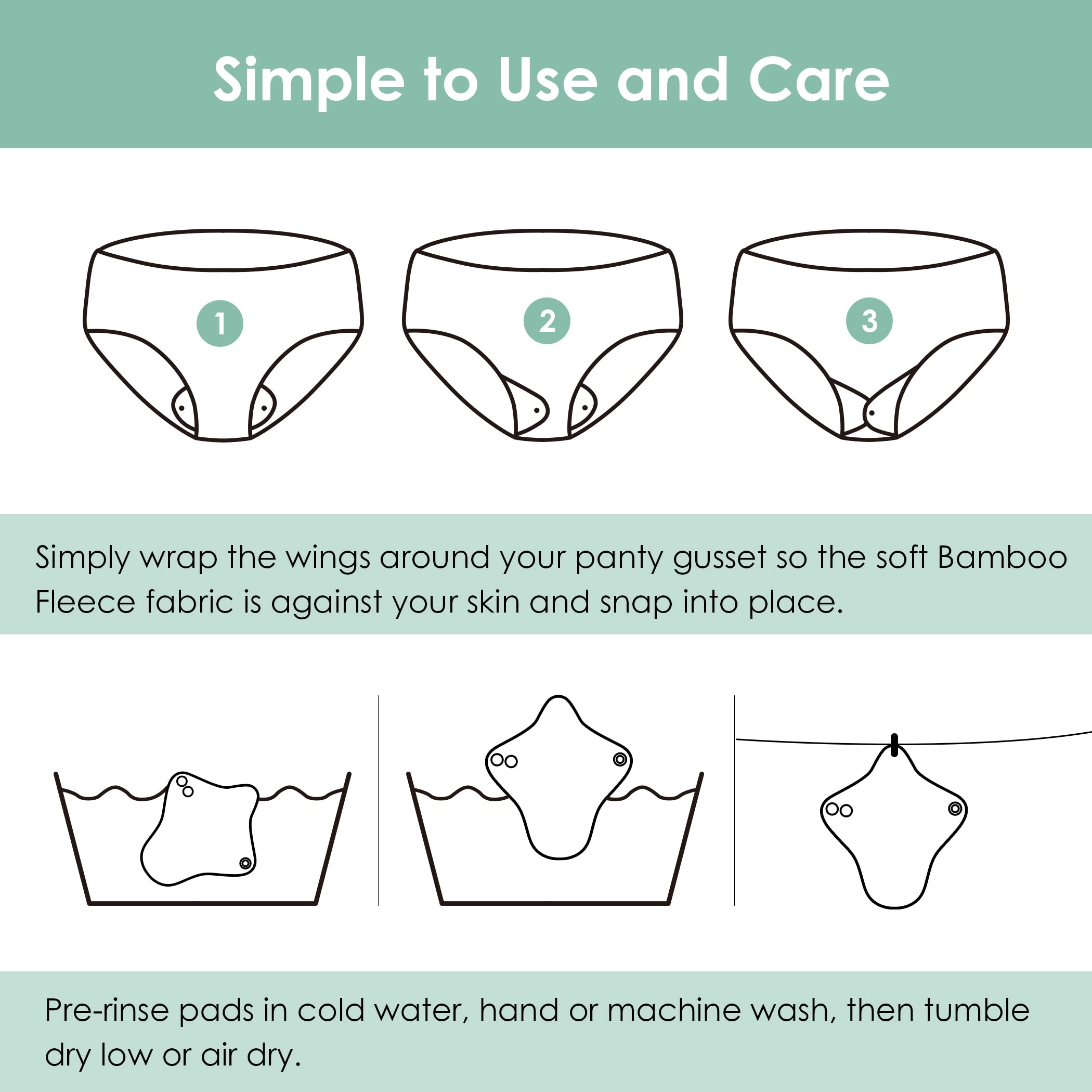 Wegreeco 6 Pack Reusable Menstrual Pads - Ultra Absorbent Cloth Sanitary Pads for Heavy Flow, Teens & Women | Non-Slip Panty Liners with Storage Bag (Aqua, Burgundy, Coffee, Small) | Perfect for Travel, Work & Active Lifestyle