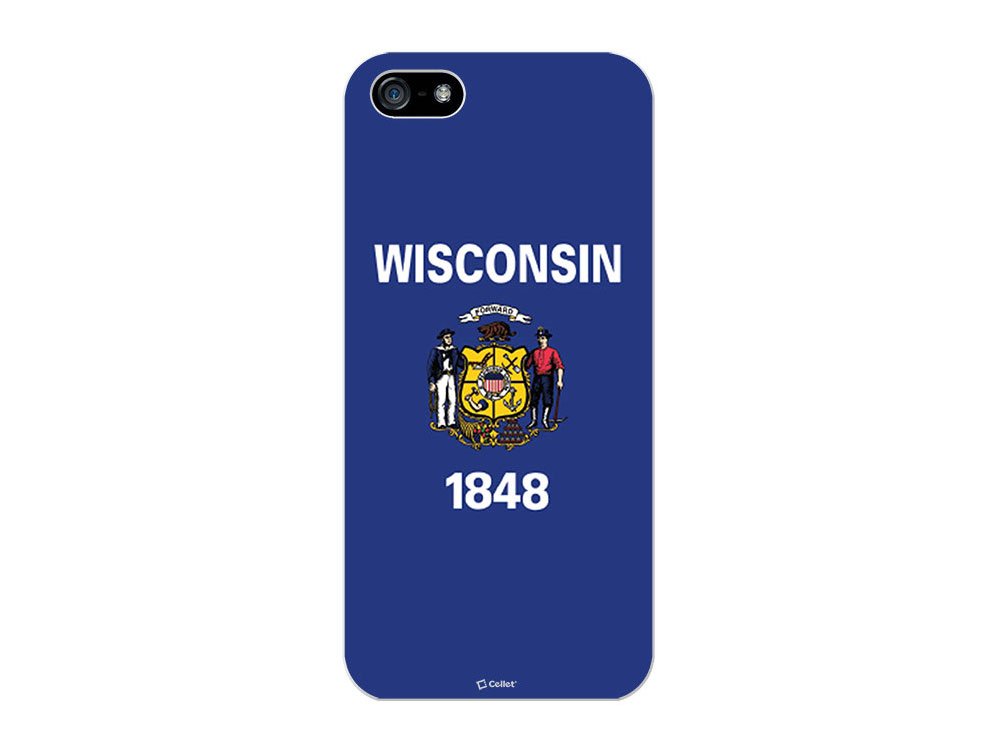 Cellet Proguard Protective Case with Wisconsin Flag Design for Apple iPhone 5 - White | Durable Slim Cover for Everyday Use & Travel Accessories