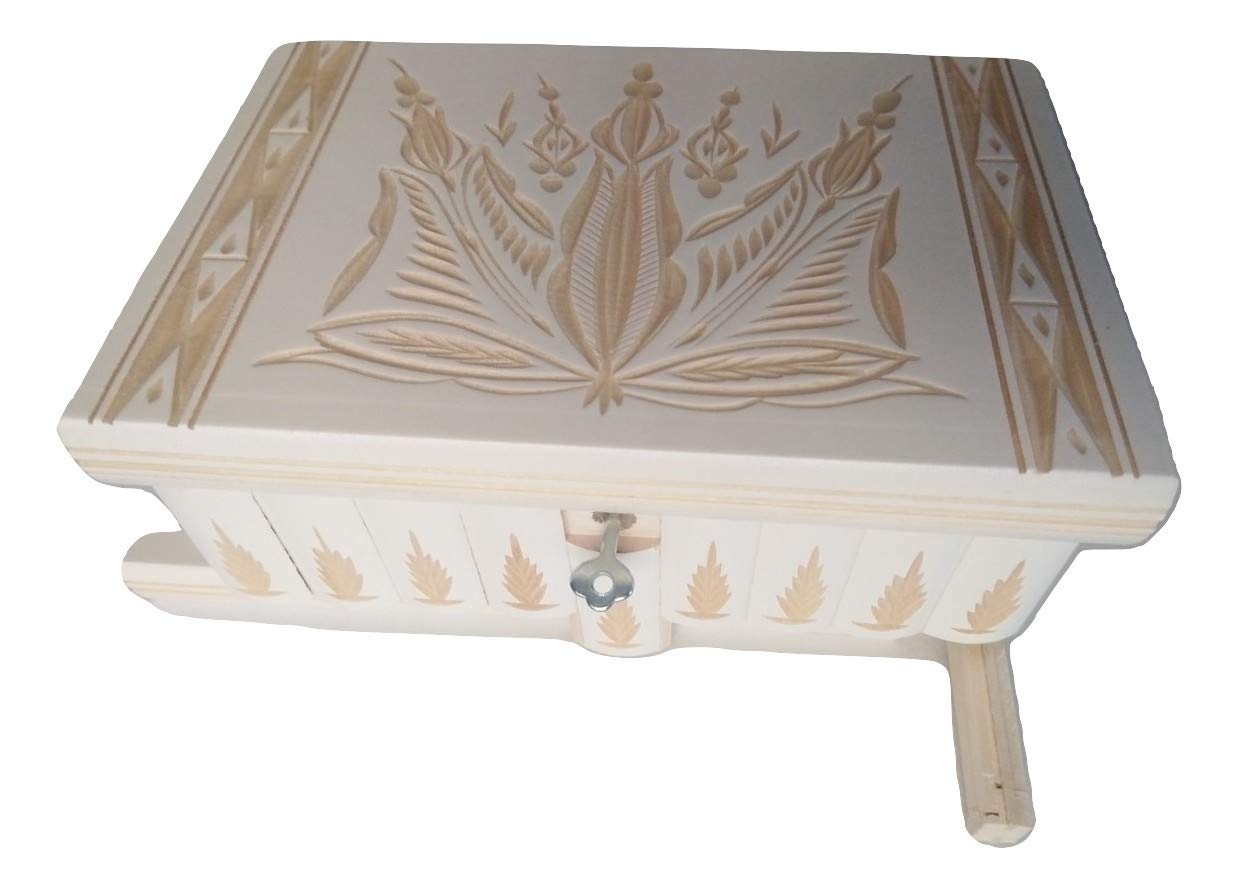 Handcrafted Wooden Puzzle Box - Secret Magic Jewelry Storage Case for Kids & Adults - Unique Handcarved Design - Perfect for Gifts, Treasure Keepsakes & Brain Teaser Games (White)