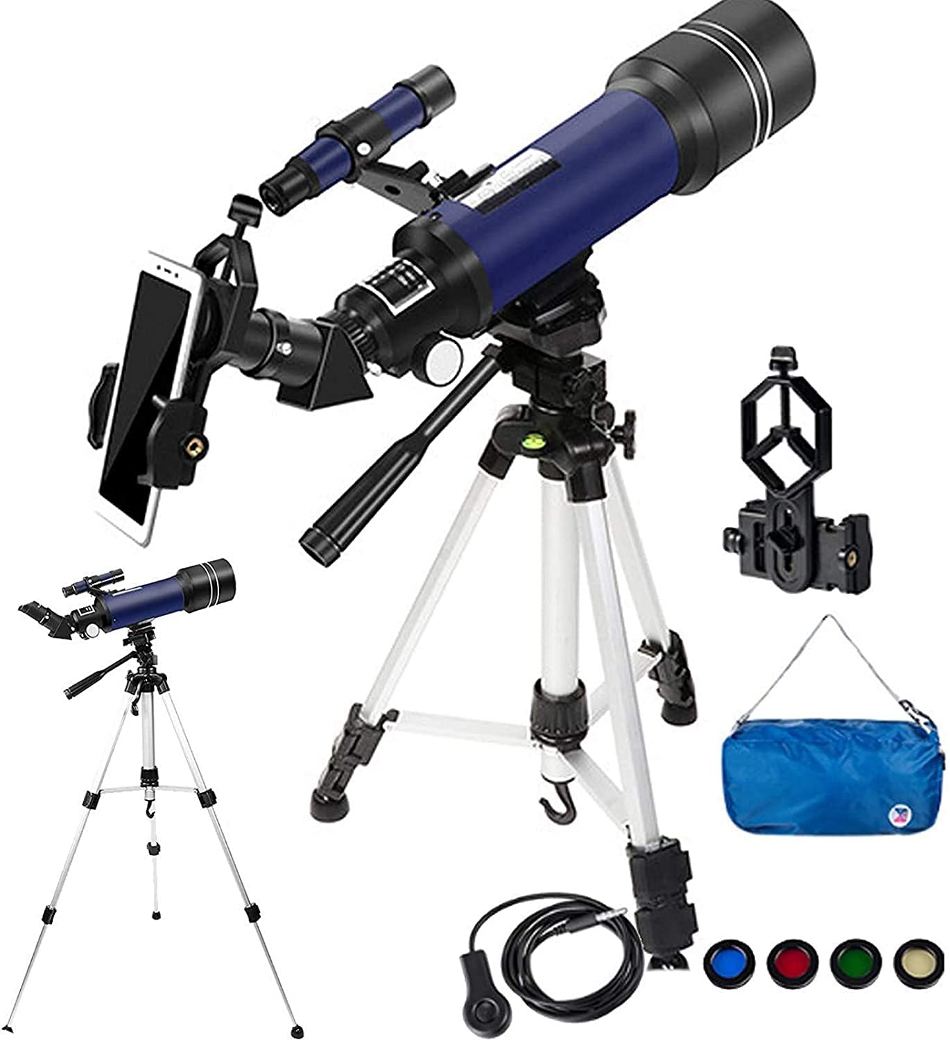 **70mm Aperture Refractor Telescope for Kids & Adults - Astronomy Telescope for Beginners with Tripod, Phone Adapter, Moon Filter & Backpack - Perfect for Stargazing, Moon Observation & Outdoor Adventures**