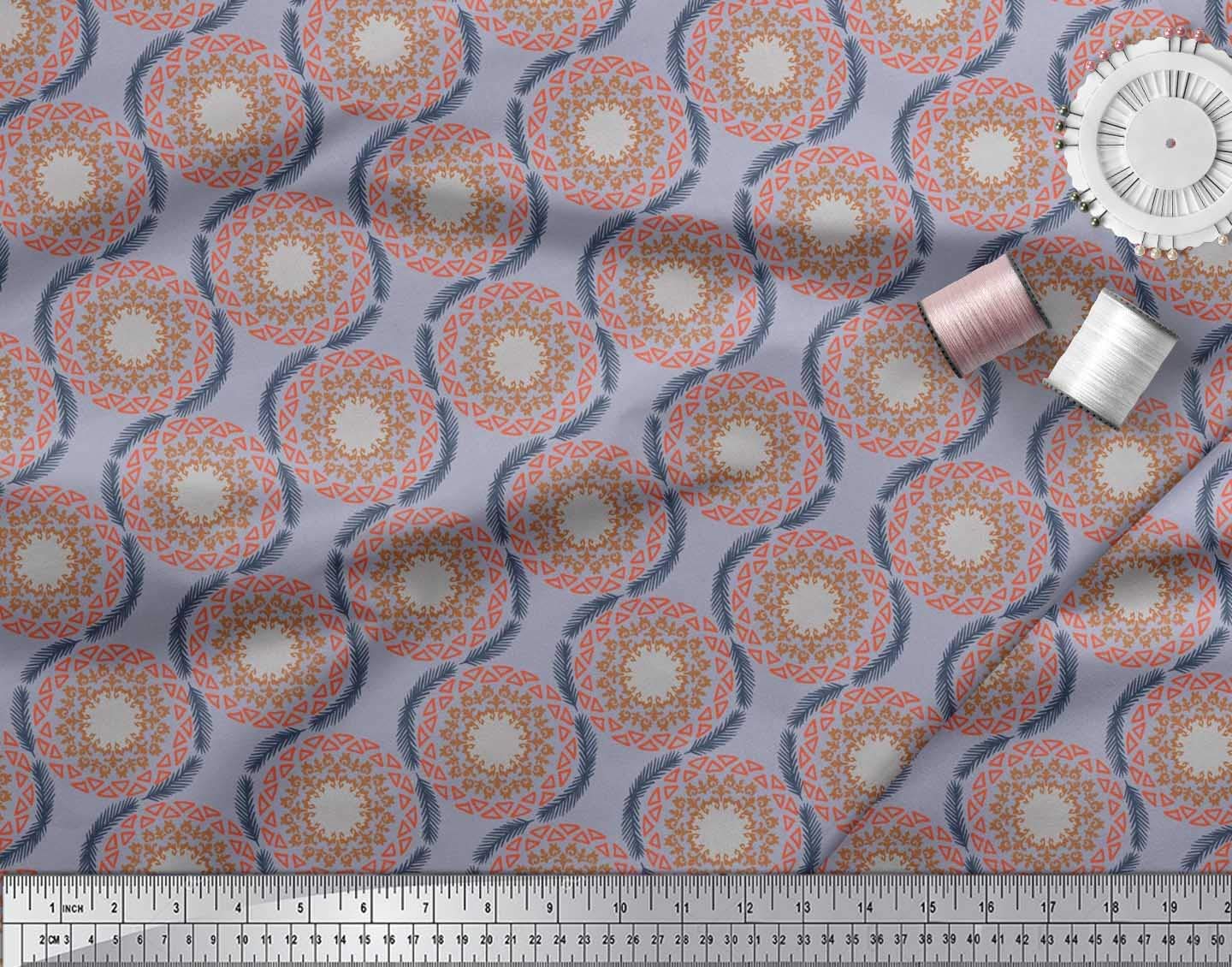 Soimoi Moss Georgette Brown Fabric by The Yard - 42 Inch Wide Triangle & Ogee Damask Printed Fabric - Modern Geometric Patterns for Dresses, Curtains & Home Decor