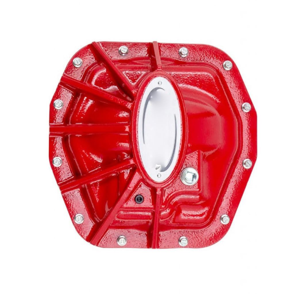 Rancho Suspensions Differential Cover for Jeep Wrangler JL 2018 - Front Red Powder Coated Rubicon | Heavy-Duty Off-Road Protection | Perfect for Rock Crawling & Trail Adventures
