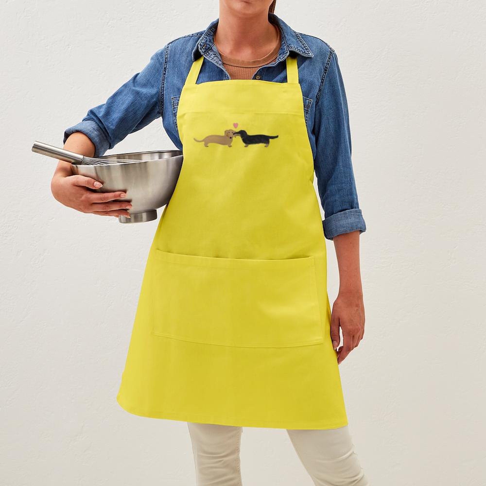 Dachshund Smooch Kitchen Apron with Pockets - Adjustable Grilling & Baking Apron for Cooking, BBQ, Baking - Perfect for Home Chefs & Dog Lovers