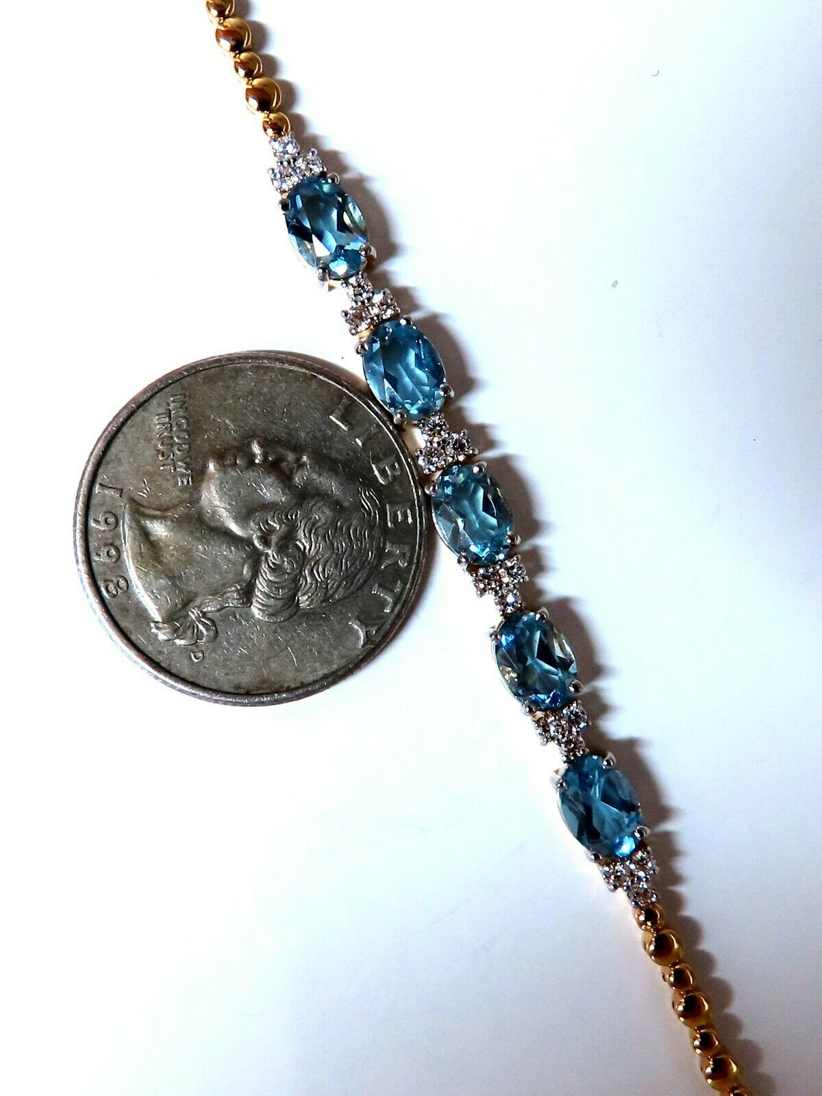 3.34ct Natural Aquamarine Diamond Tennis Bracelet in 14K Gold - Vivid Prime Aqua Blue Gemstone Jewelry for Women, Perfect for Weddings, Parties & Special Occasions