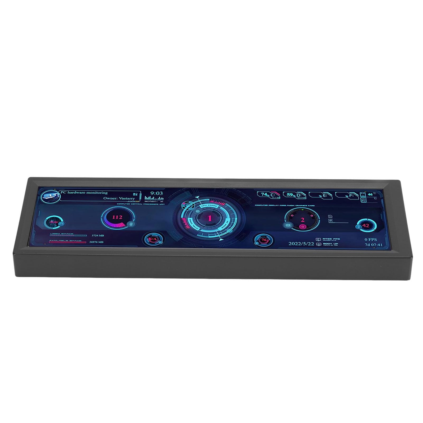 Jectse 8.8 Inch PC Temperature Monitor with 1920x480 Resolution - Plug & Play CPU Hardware Display for Windows Computers (Black) | Ideal for Gaming Rigs, Workstations & PC Builds