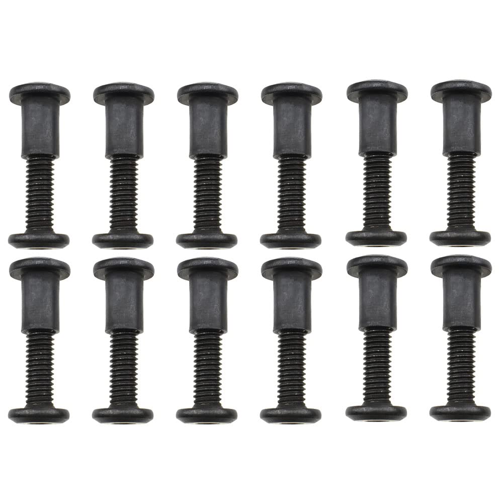 M6x25mm Black Carbon Steel Screw Post Fit Baby Crib Fastener - 12 Sets for Bookcase & Furniture Assembly