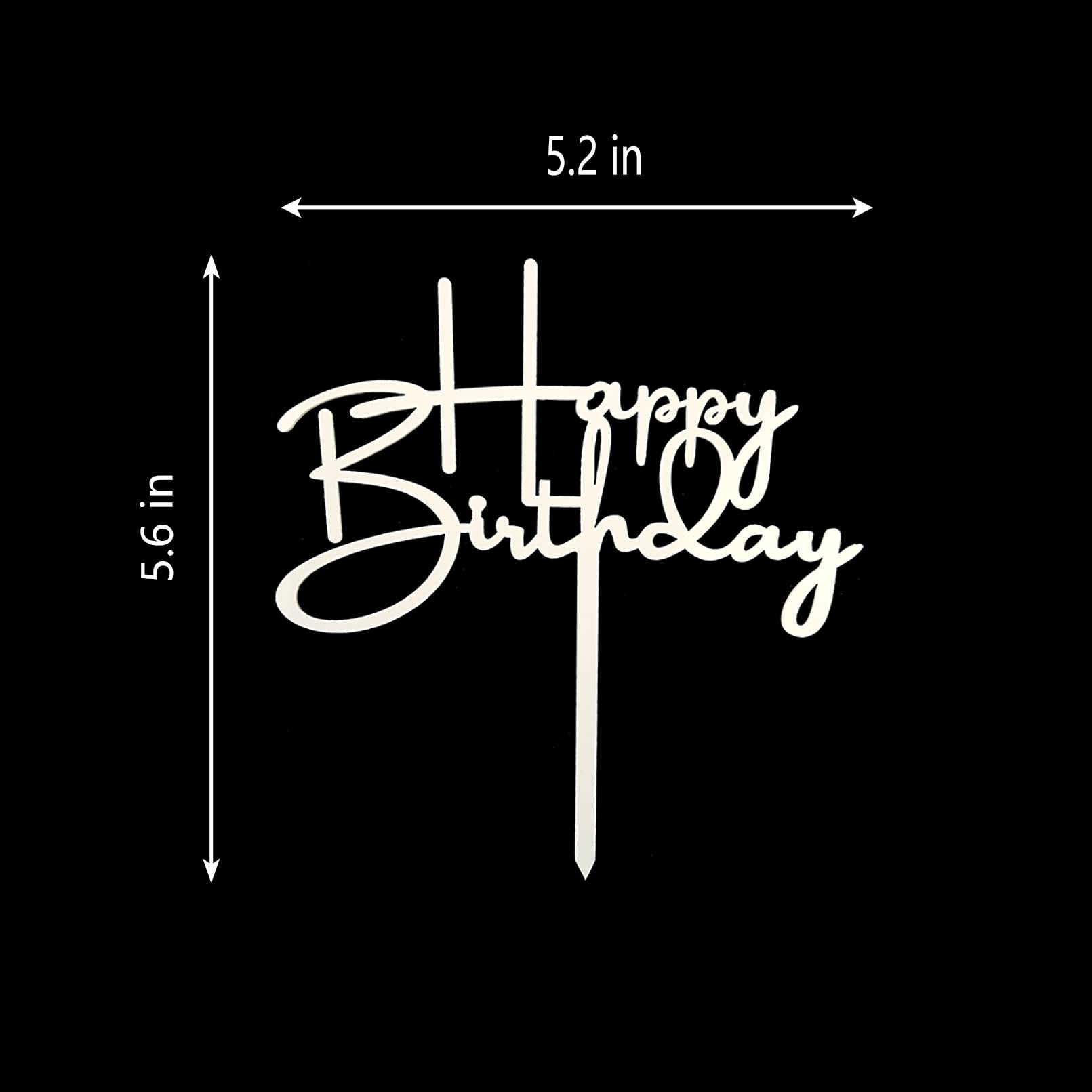 Elegant Off-White Acrylic Happy Birthday Cake Topper - Perfect for Birthday Party Decorations, Wedding Celebrations & Anniversary Cakes