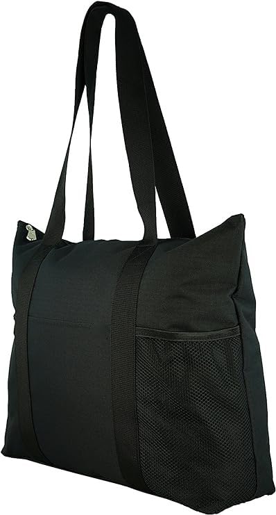 HirTa Women's Plie Tote Hobo Bag - Multipurpose Shoulder Bag with Zipper Pockets for Office, Work, Travel, Grocery, Beach & Pool - Waterproof, Sandproof & Lightweight - Charcoal Black - Perfect for Professionals, Teachers & Outdoor Activities