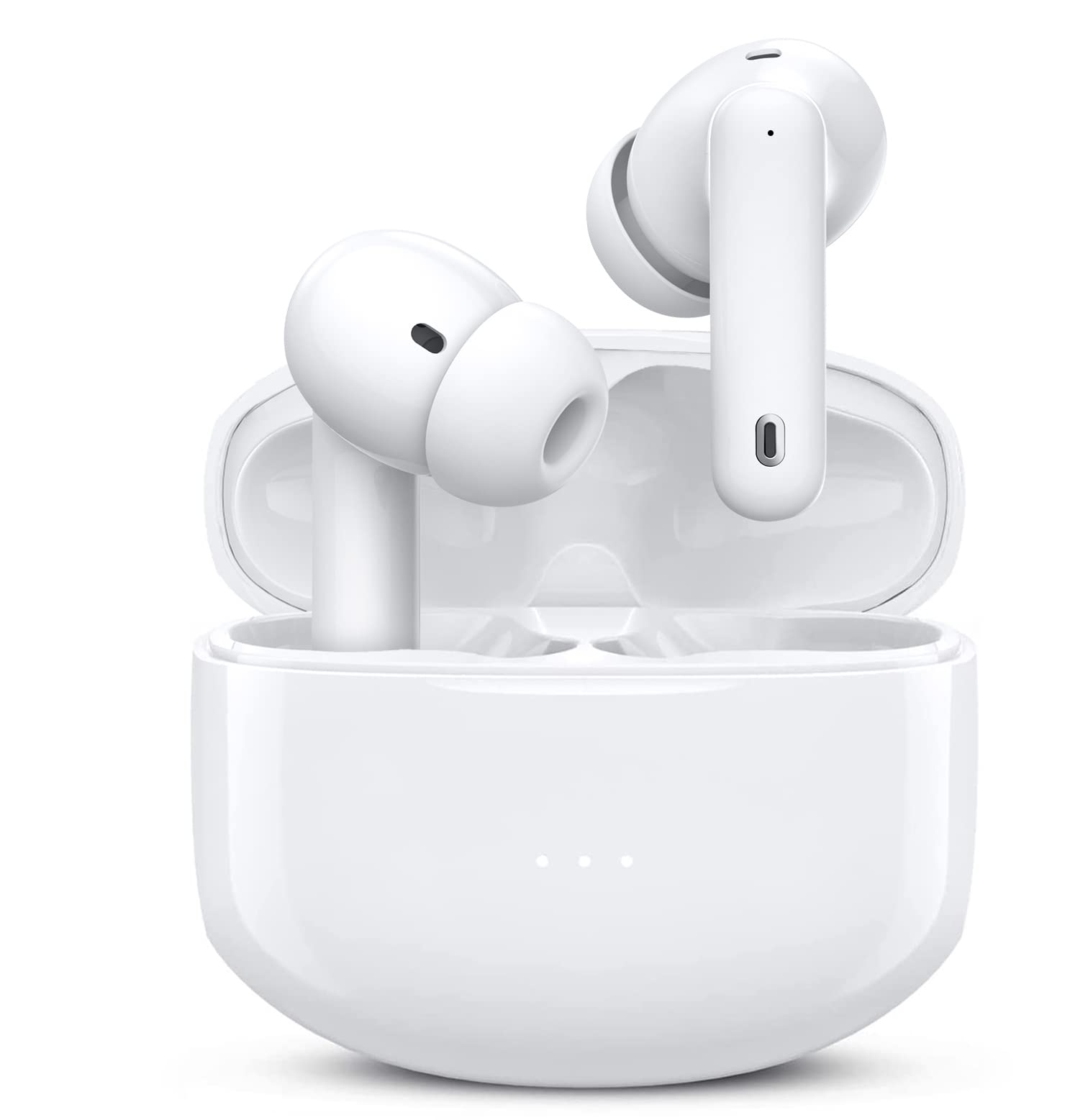 Wireless Earbuds Bluetooth 5.0 with Active Noise Cancelling, IPX7 Waterproof in-Ear Headphones with Charging Case for iPhone Android - Perfect for Music, Gaming, Calls & Workouts (White)