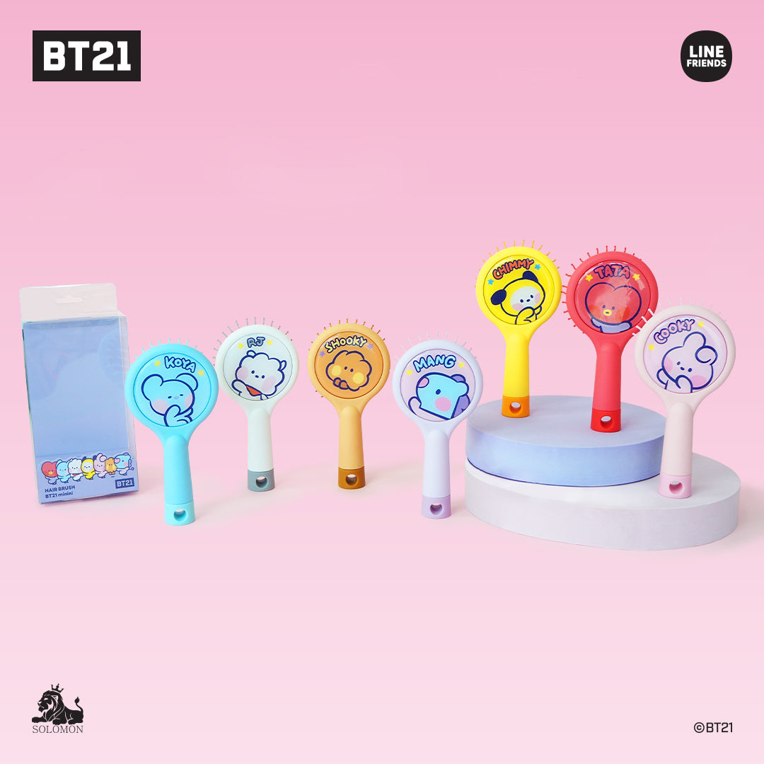 BT21 Mini Hairbrush - Shooky Themed Compact Hair Brush for Travel, Home & Office | Cute Korean Character Design for BTS Fans