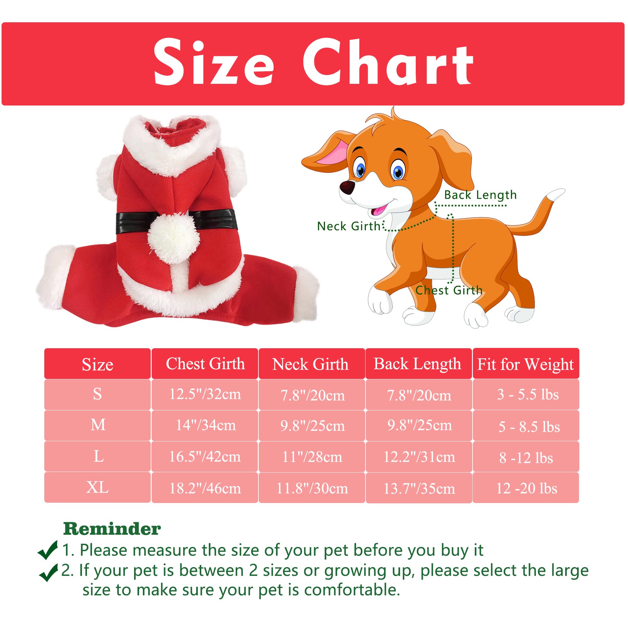 Santa Dog Costume for Small Dogs - Christmas Pet Clothes, Winter Puppy Hoodie & Kitty Sweater | Perfect for Holiday Photos & Cold Weather Outings