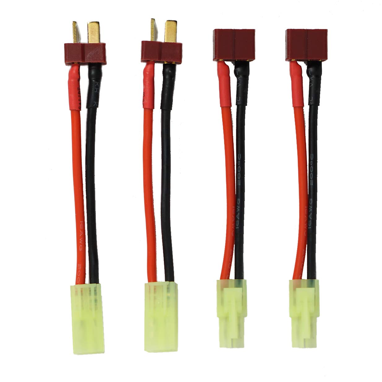 2 Pairs ShareGoo Mini Tamiya to Deans T Plug Adapter - 16AWG Silicone Cable (3.14
