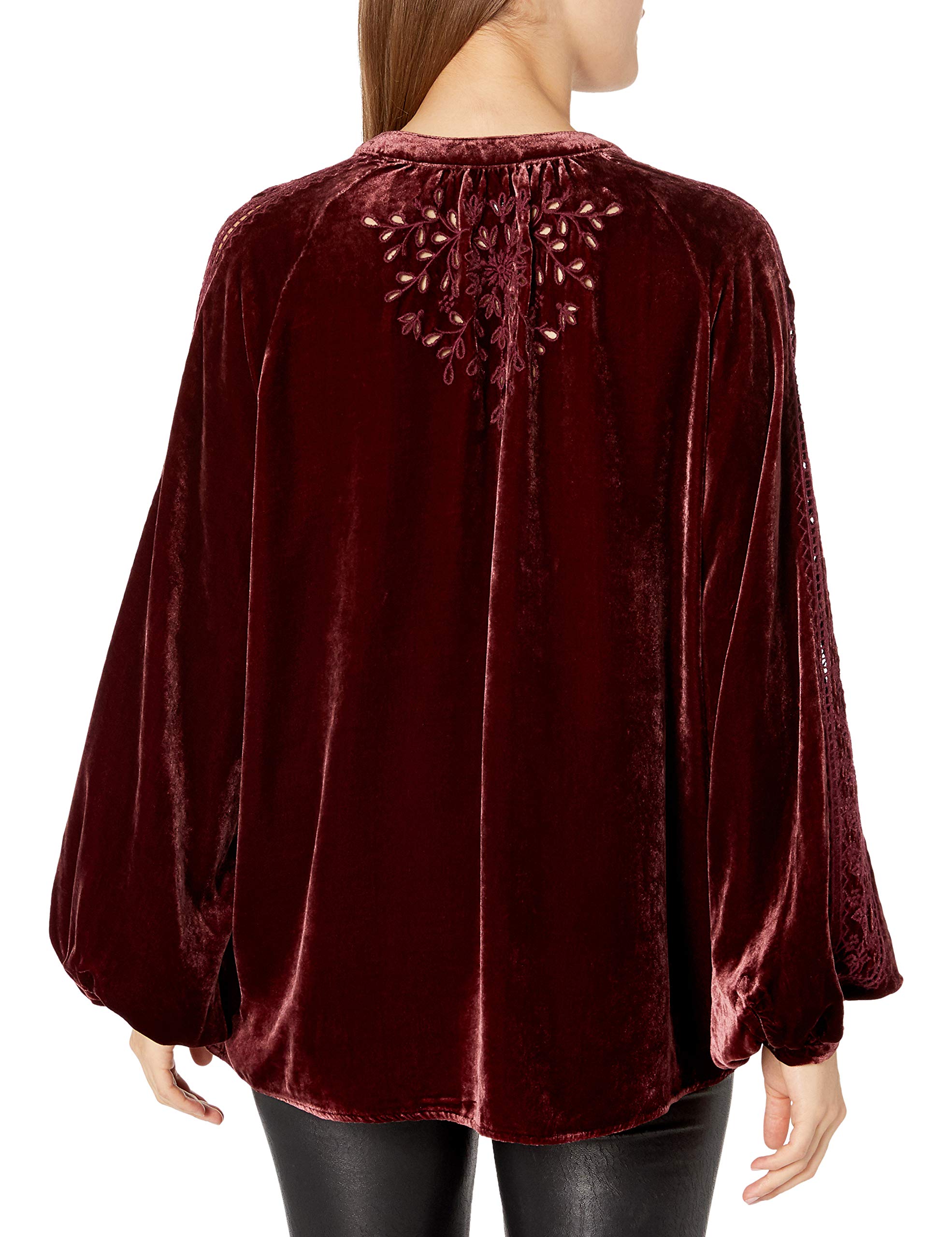 Johnny Was Women's Long Sleeve Velvet Peasant Blouse - Boho Chic Top for Fall & Winter, Perfect for Holidays, Parties & Casual Outings