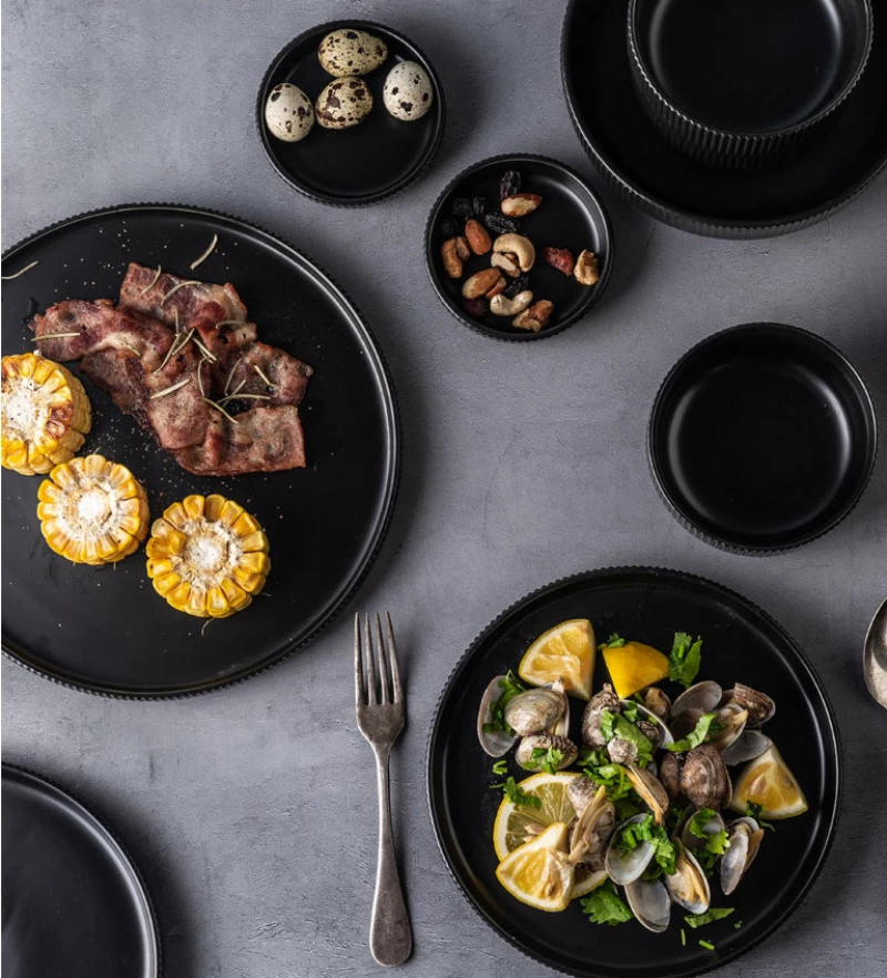 Premium Matte Glazed Ceramic Dinnerware Set - Elegant & Durable Plates, Bowls & Mugs for Everyday Dining, Restaurant, or Special Occasions