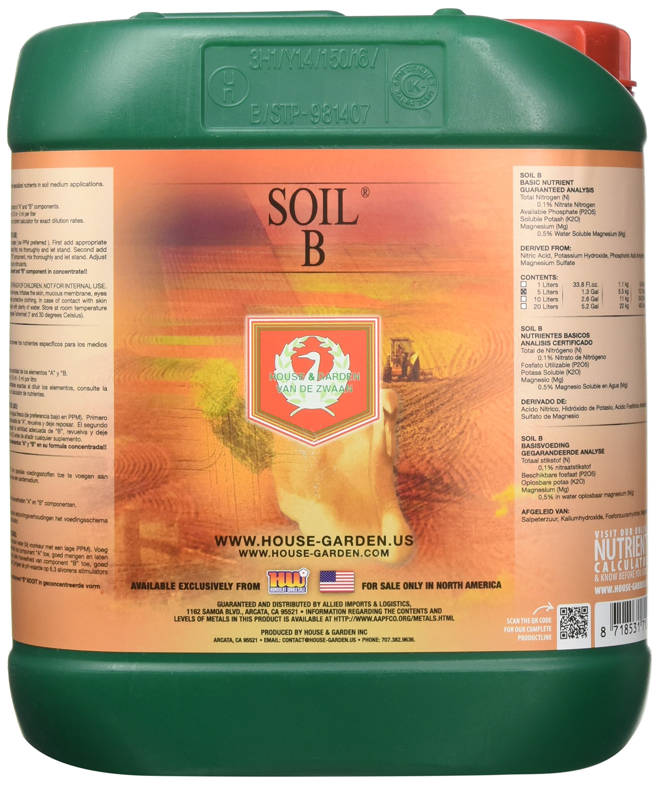 Premium House & Garden Soil Nutrient A & B - 5L for Healthy Plants | Organic Plant Food for Indoor & Outdoor Gardening | Ideal for Vegetables, Flowers & Lawns