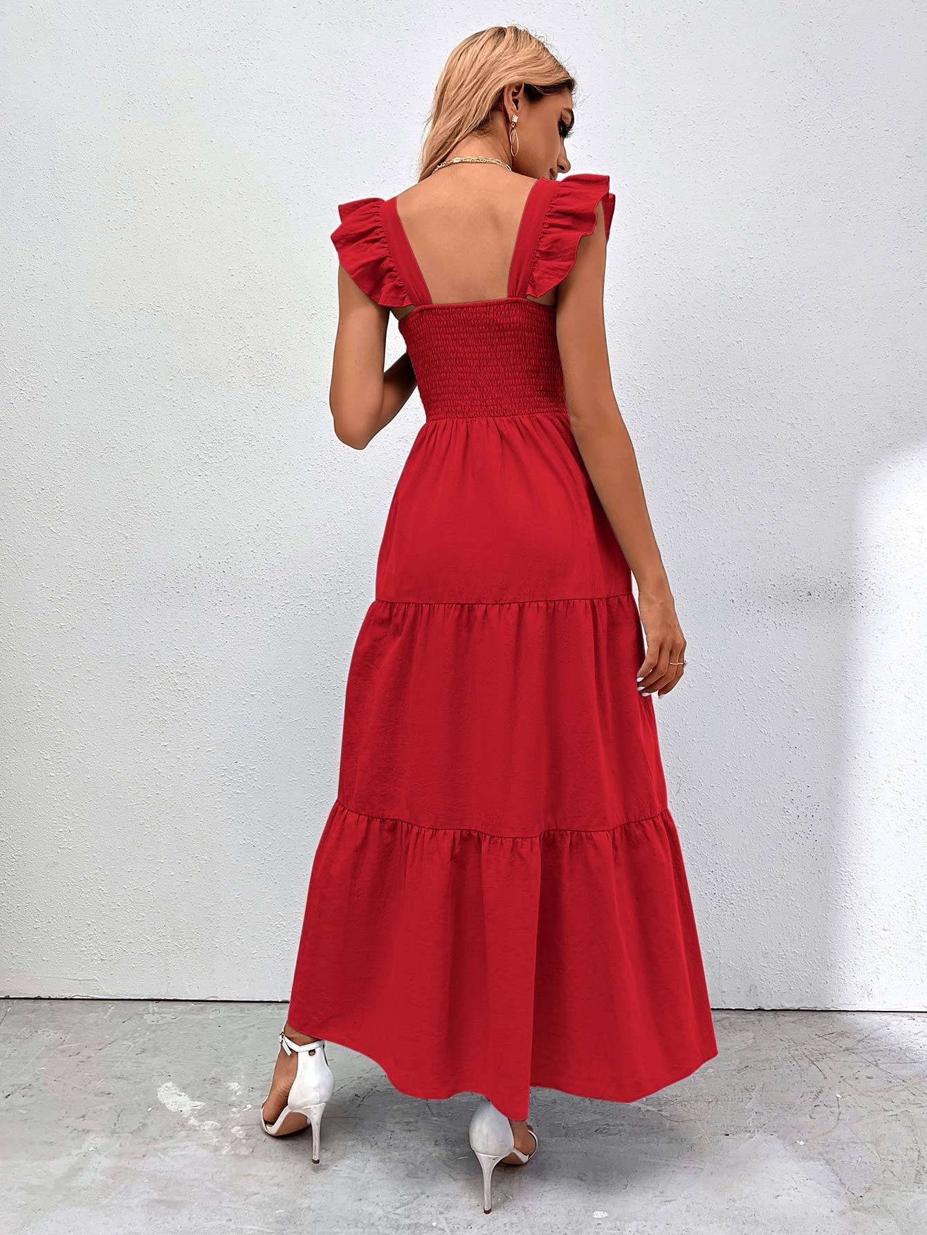 Boho Floral Maxi Dress for Women - Summer Beach Casual Spaghetti Strap Square Neck Long Sun Dress | Perfect for Vacations, Pool Parties & Tropical Getaways