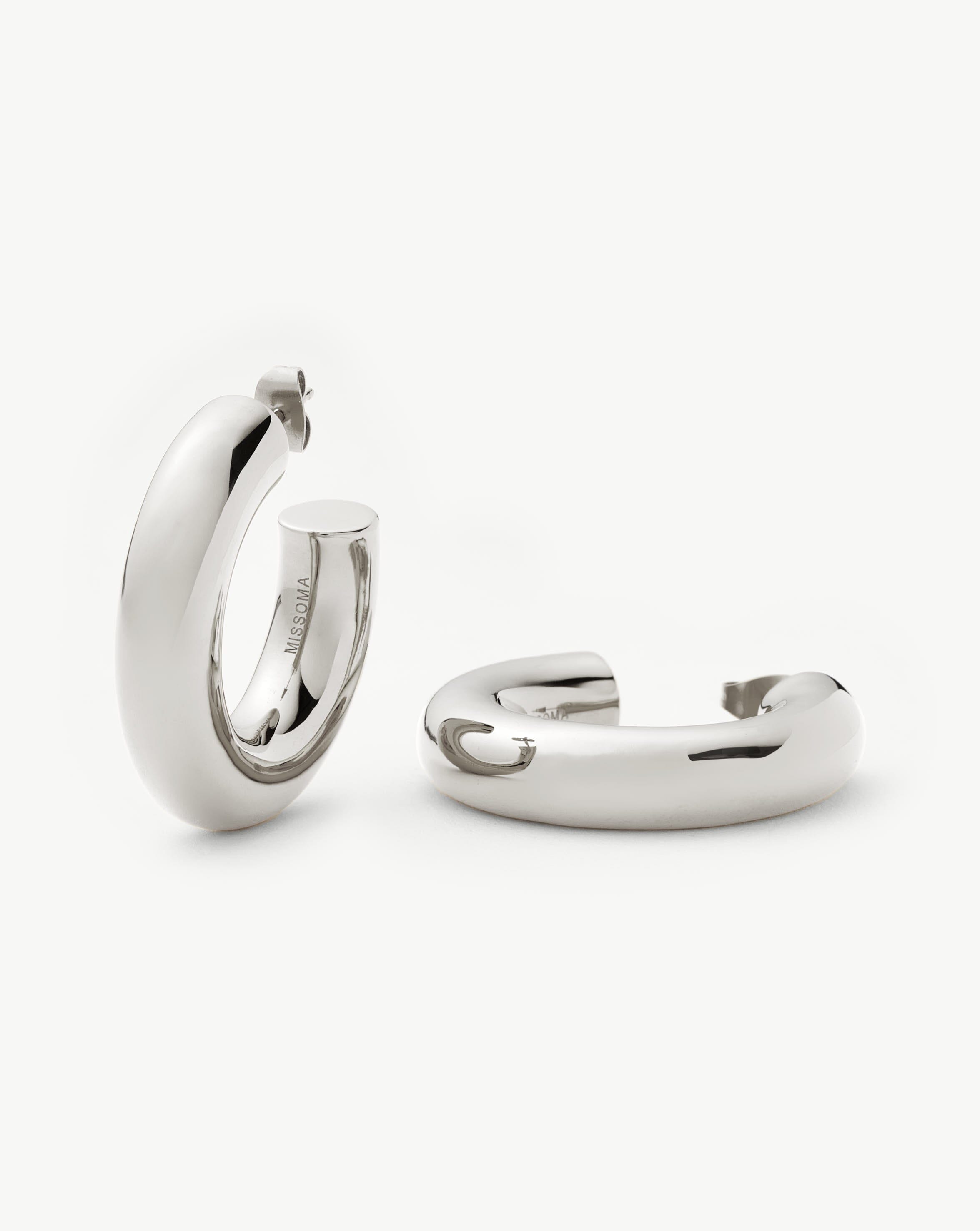 Chubby Large Hoop Earrings for Women - Silver Plated Dangle Earrings | Perfect for Parties, Weddings & Everyday Wear