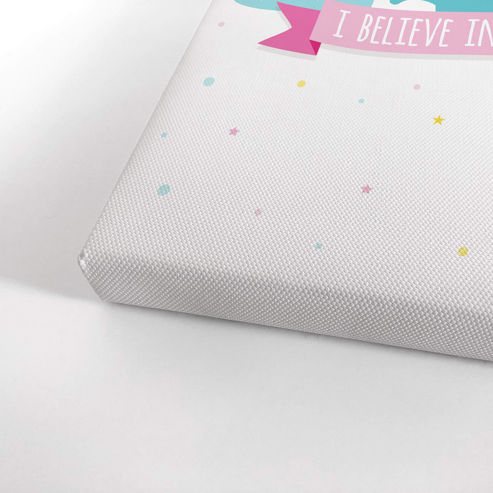 Smile Art Design 'I Believe in Magic' Unicorn Quote Canvas Wall Art - 40x30 Inch Ready to Hang Nursery Decor, Kids Room Decor, Baby Room Gift - Perfect for Bedrooms, Playrooms & Birthday Presents - Made in USA