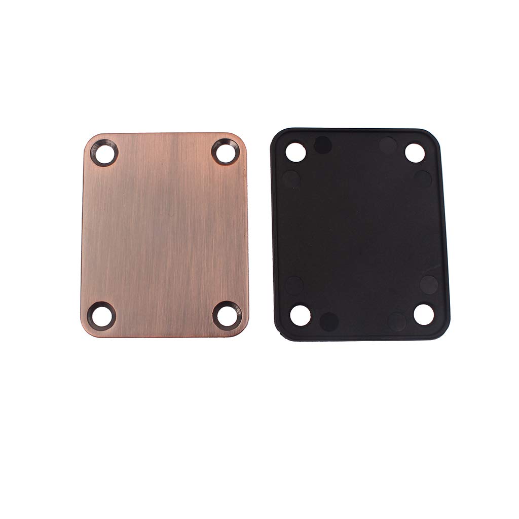Alnicov Electric Guitar Neck Plate with 4 Screws - Bronze Replacement Part for Strat & Tele Style Guitars - Perfect for Guitar Repair, Maintenance & Upgrades