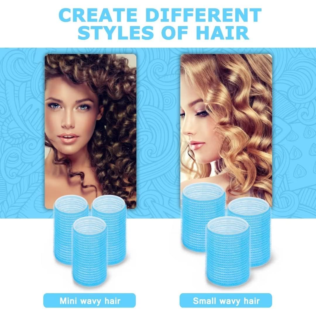 SIYAA Self-Grip Hair Roller Set - 12 Pack Salon Quality Heatless Curlers for Women & Girls | DIY Styling Tools for Beach Waves, Bed Head & Special Occasions