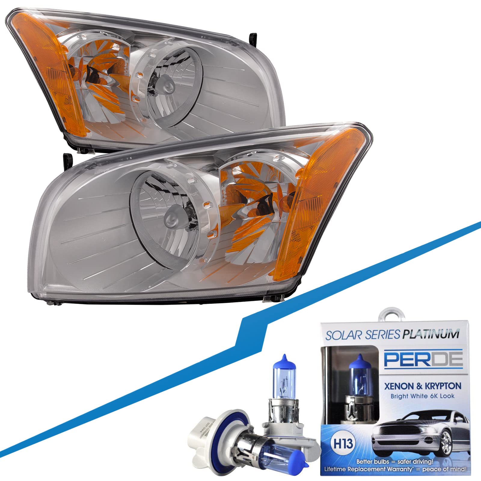 HEADLIGHTSDEPOT Halogen Headlights Replacement for Dodge Caliber 2007-2012 - Pair of Left & Right Headlamps with Bulbs - Improve Night Visibility for Safe Driving