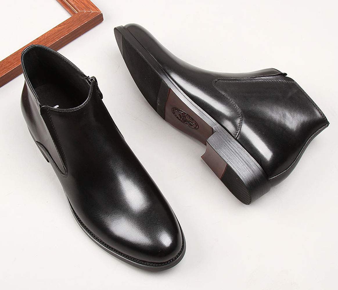Santimon Men's Chelsea Boots - Genuine Leather Ankle Boots with Side Zipper, Fashion Dress Boots for Men in Black & Tan - Perfect for Casual, Office & Night Out