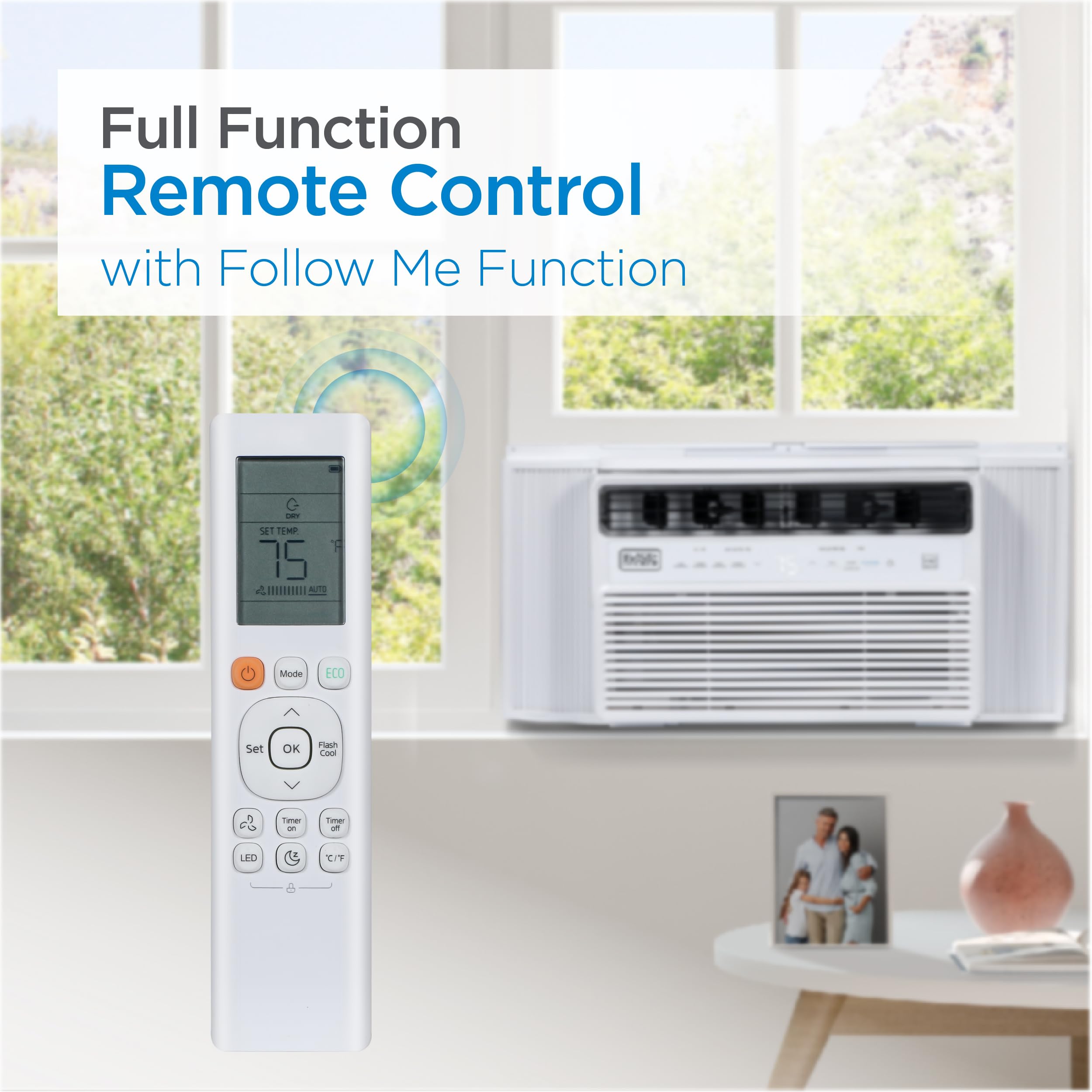 BLACK+DECKER 8,000 BTU Inverter Window Air Conditioner - ENERGY STAR Certified Cooling for Rooms Up to 350 Sq.Ft - Quiet Operation with Full Function Remote - Perfect for Bedrooms, Home Offices & Small Apartments (White)