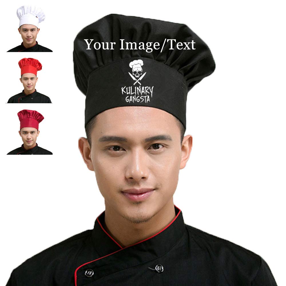 Personalized Custom Chef Hat - Adjustable Elastic Baker Kitchen Cooking Cap for Professional Chefs & Home Cooks - Perfect for Restaurants, Baking, Cooking Classes & Culinary Events