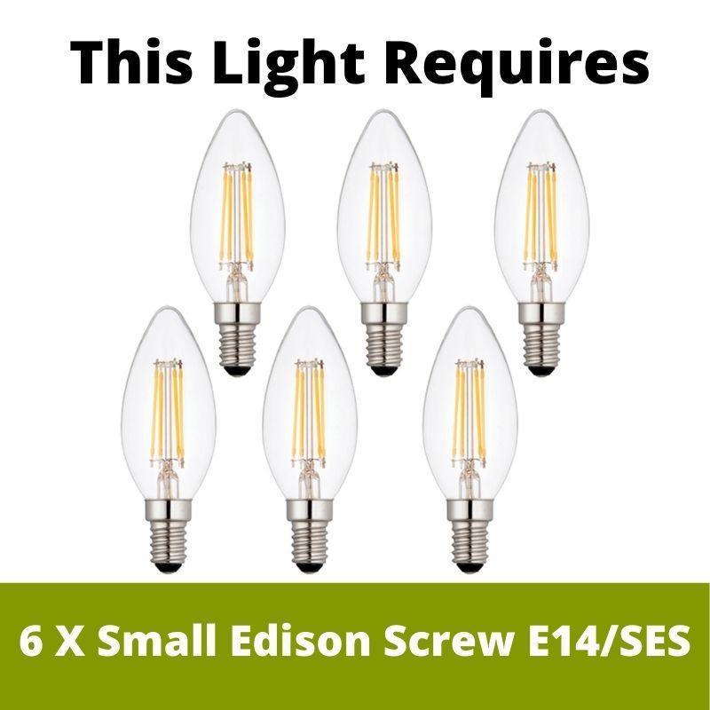 Eglo Basilano 6-Light Chrome & Cognac Glass Chandelier - Modern Dining Room Lighting Fixture for Kitchen Island, Foyer, and Bedroom Ceiling