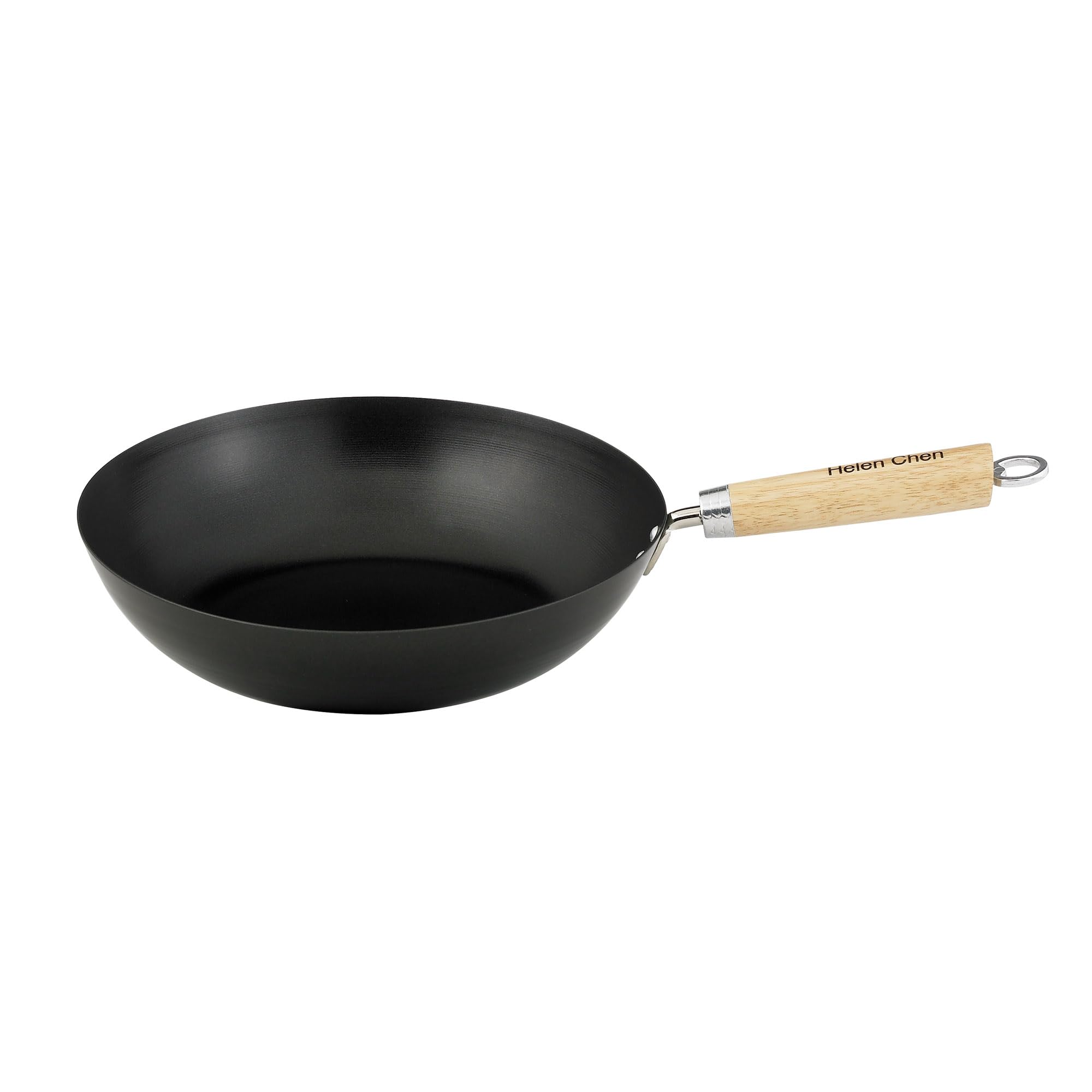 Helen's Asian Kitchen Wok - 12-Inch Non-Stick Xylan Coated Stir Fry Pan with Bamboo Handle - Perfect for Stir-Frying, Sautéing, and Deep Frying Asian Cuisine