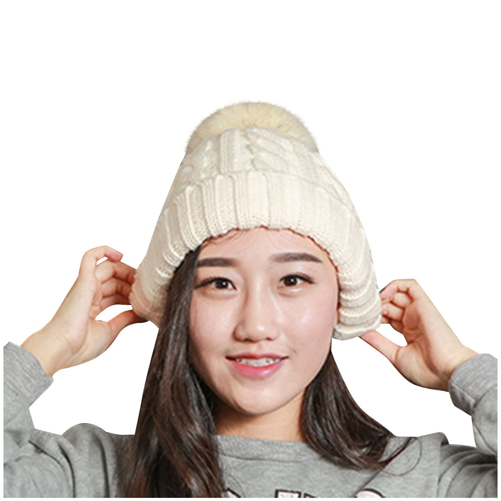 Warm Fleece Lined Knitted Winter Hat for Women - Soft Cable Knit Trapper Cap with Ear Flaps - Perfect for Cold Weather, Skiing, Snowboarding & Outdoor Activities