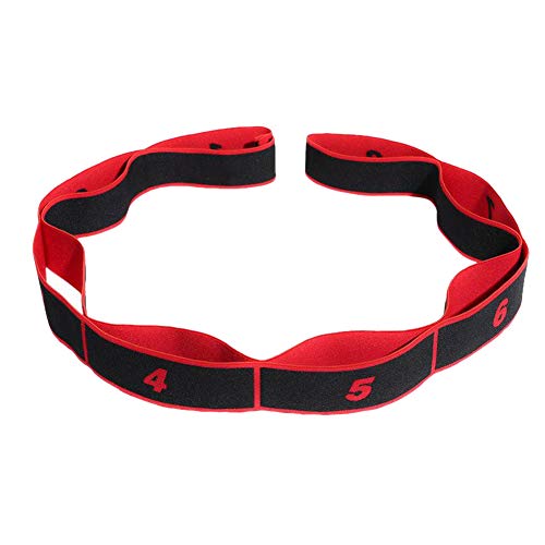 Adamas-Beta Premium Yoga Stretching Strap - Elastic Physical Therapy Band for Pilates, Dance, Workout & Rehabilitation - Includes Exercise Guide - Ideal for Home Gym, Studio Training & Travel Fitness (Red & Black)
