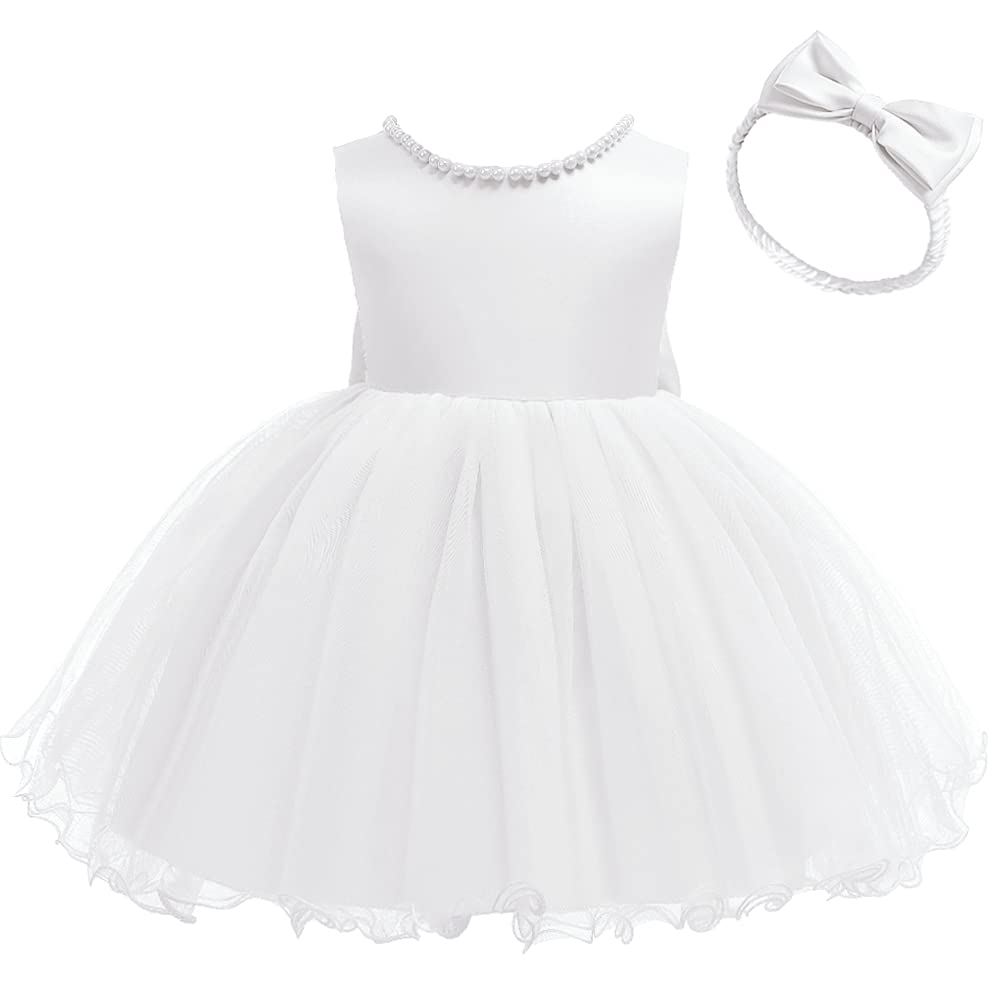 6M-6T Baby Girls Backless Lace Pageant Dress - Toddler Formal Princess Gown with Headwear - Perfect for Weddings, Birthday Parties & Photo Shoots
