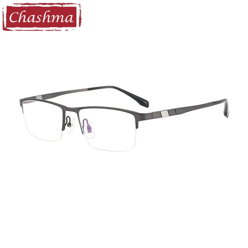 Men's Titanium Semi-Rimless Square Eyeglasses Frame - Lightweight & Durable (Model 50279) | Perfect for Office, Reading & Everyday Use