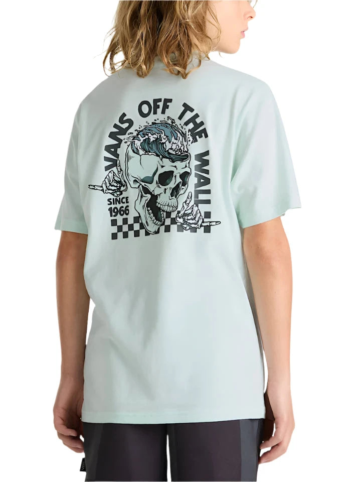 VANS Boys Headwaves Graphic T-Shirt - Mint Green Cotton Tee for Casual Wear & Street Style