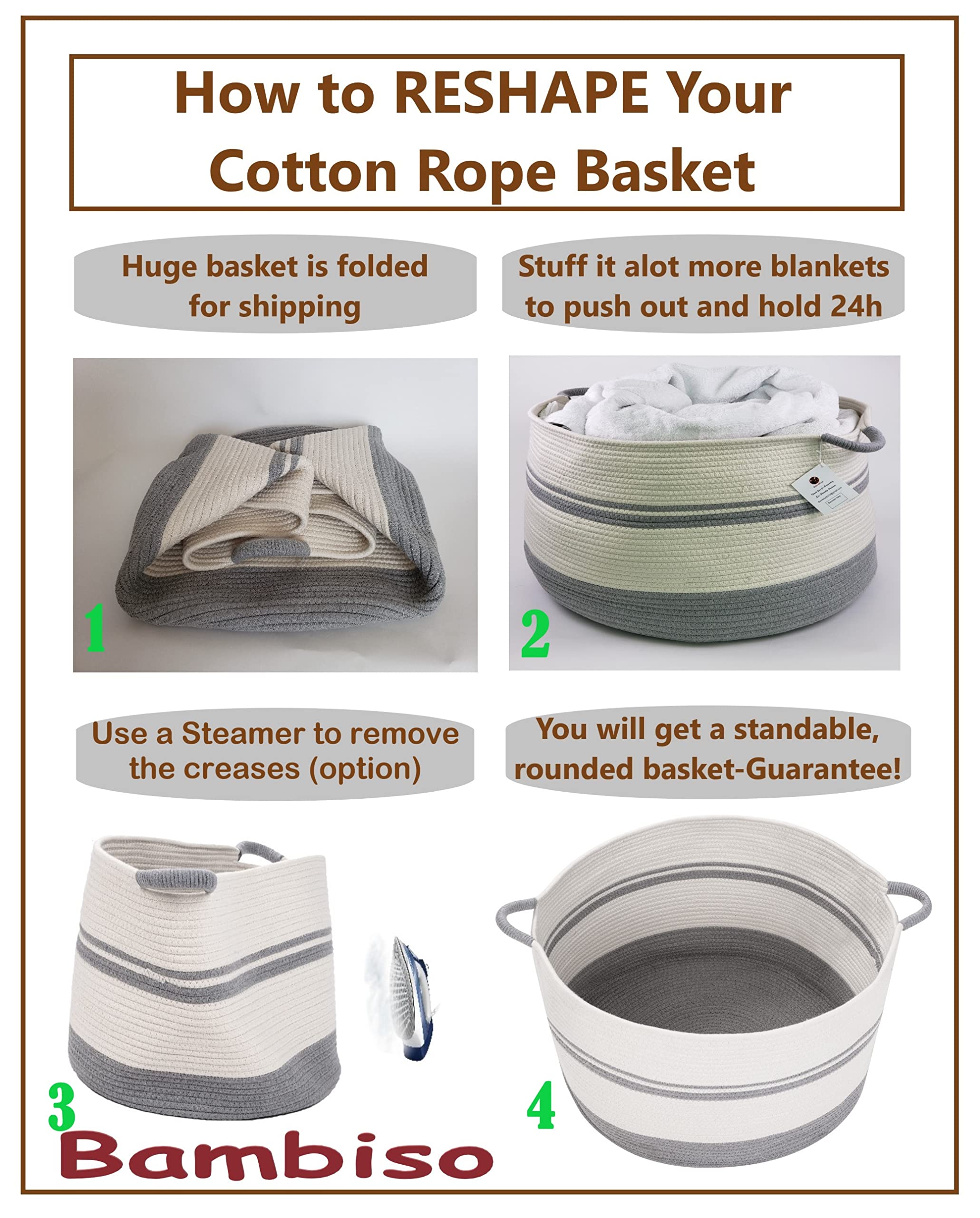 Large Cotton Rope Storage Basket 22x22x16 Inches - Blanket Organizer, Laundry Hamper, Toy Bin, Nursery Decor | Perfect for Home Organization, Baby Room & Living Space (Dark Brown)